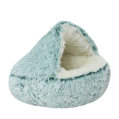 Fluffy Round Cat Bed Nest Green