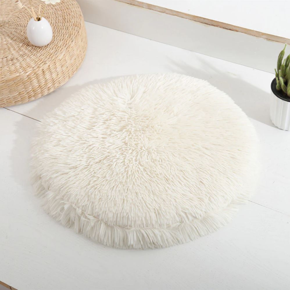 Fluffy Round Cat Blanket White